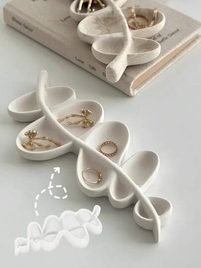 1PC Curved Series Display Plate Silicone Mold, DIY Creative Simple Jewelry Storage And Display Tray Plaster Mould, Home Decoration / Gift Ornament Epoxy Resin Mold, Handicraft Casting Molds, Artistic Decorative Ornament Gypsum Mold