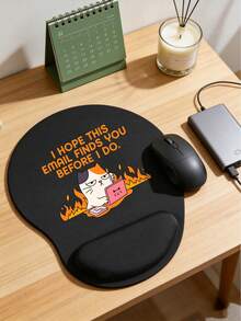 Ergonomic Wrist Rest Mouse Pad, "Hope This Email Finds You Before I Do", Cartoon Cat Flame Pattern Laptop Design, EVA Wrist Support Cushion, Non-Slip Memory Foam Mouse Pad, Mouse Pad With Comfortable Wrist Rest, Comfortable Skin-Friendly Desktop Support, Desktop Protection Pad, Suitable For Gaming, Office, Non-Slip, Suitable For Office Computer, Laptop, Home Use, Graduation Season Souvenir, Perfect Mother's Day Gift, Back To School Season - View 1