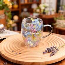 Cốc thủy tinh thủ công 410ml in logo chữ tùy chỉnh, trang trí hoa khô thật, cốc thủy tinh hoa văn cá nhân hóa, bộ cốc uống cà phê và trà, cốc hoa khô kiểu dáng tươi mới, cốc thủy tinh hai lớp, cốc lưu niệm sáng tạo, cốc hoa khô đẹp mắt, thích hợp cho sinh nhật, Ngày Valentine, Lễ Tạ ơn, Ngày của Cha và Ngày của Mẹ. - màu sắc - Xem 5