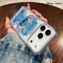 Miniso Disney Lilo & Stitch Double Exposure Stitch Design Phone Case Suitable For IPhone 17/17 Pro/17 Pro Max/17 Air/16/15/14/13/12/11/X Series Iphone 17 Pro Max Case Iphone 17 Pro Case Iphone 17 Case Stocking Stuffers The Girlfriend - Clear - View 3