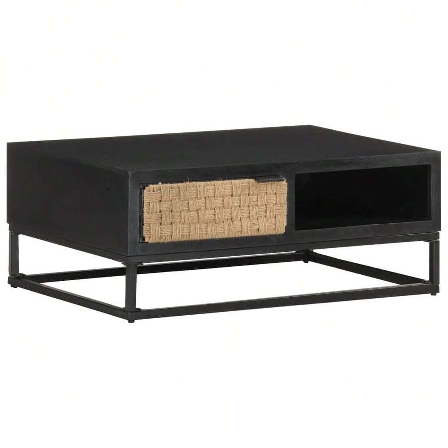 CROISSANCE Tavolino da Salotto 90x60x35 cm in Legno Massello di Mango - nero - Visualizzare 1