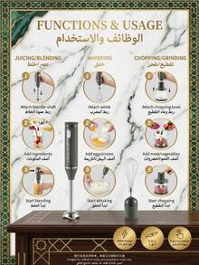 SOKANY 4-In-1 Hand Blender Set, Includes Multi-Function Blending Wand, Whisk, Chopper And Measuring Cup, Suitable For Food Processing And Baby Food Blending - EU C Type Plug(220-240V) - View 5