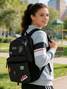 Puma 30*14*43厘米 贴布背包，男女通用运动包，学生书包 - 黑色 - 查看 1