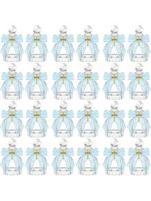 12 peças/Conjunto Garrafas de Água Benta Católica, Recipientes de Vidro Transparente de 50ml com Emblema da Cruz, Laço de Renda, Saco de Organza, Adequado para Comunhão, Batismo, Casamento e Outras Ocasiões (Azul) - Multicolorido - Visão 1