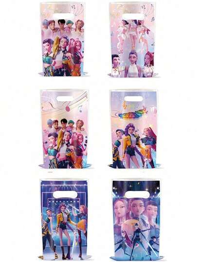 10pcs Cartoon Character Pattern Gift Bags, Fashion Portable Storage Bags For Candy, Christmas, Valentine's Day, Easter Party Favors, Collectible Toys