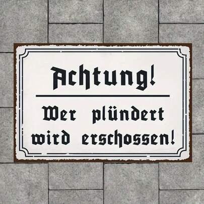 1pc DekoDrom Frameless Metal Tin Sign, 20x30cm, Vintage German Warning Notice For Home, Garden, And Bar Decor, No Power Needed, Universal Holiday Use