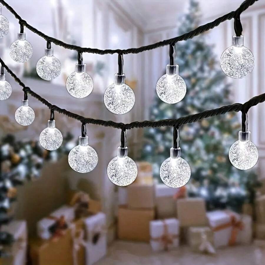 ¡Fiesta de verano estrellada! Luces de cadena solares - 20/50/100 luces LED, 3 colores (blanco cálido/blanco frío/multicolor), 8 modos, encendido/apagado automático, adecuado para eventos de celebración al aire libre!