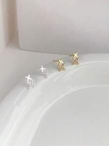 Luxury Sparkling Star Rhinestone Silver Earrings, Minimalist Fashionable Design, Women's Daily, Party, Travel Jewelry - Multicolor - View 6