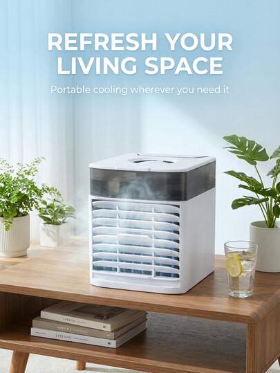 SOKANY 3秒速冷！便携式个人空调风扇，USB供电，带LED灯和顶部注水设计，无需滤芯，适合家庭、办公室和旅行使用。