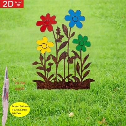 2D Flat Printing Of 1 Piece Of Colorful Flower Garden Stake, Suitable For Courtyard, Terrace, Fence, Outdoor Lawn Decoration. The Latest Model In 2026 Meets The Needs Of 11 Festivals And Can Be Used As A Product