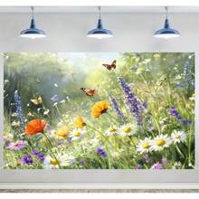 Spring Background Cloth, With Rich Wildflowers And Green, Is Very Suitable For Birthdays, Weddings, Anniversaries, Photography Studios And Summer Parties. Wedding Background | Vivid Flower Design | - 5 - View 1