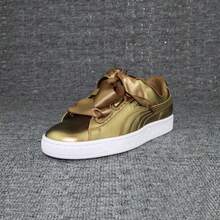 Puma Youth Womens Gold Basket Heart Ribbon Sneakers Low Top Lace 366730-02 - 金色 - 查看 4