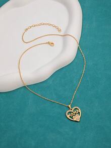 1 chiếc mặt dây chuyền hình trái tim khắc chữ "Mama/Mom", mạ vàng đính đá, mặt dây chuyền thời trang, quà tặng Ngày của Mẹ/Ngày lễ. - Kiểu 1 - Xem 4