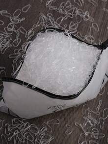 2000/100个一次性弹性时尚发带，女士适用，弹性发圈不会损伤马尾辫 - 白色 - 查看 3