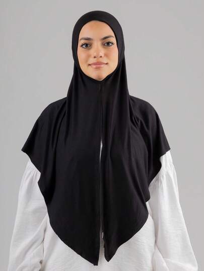 1件装女士纯色拉链头巾帽，时尚休闲优雅速戴围巾、头巾、头巾帽，经典简约休闲优雅端庄，柔软丝滑的莫代尔面料，适合日常佩戴