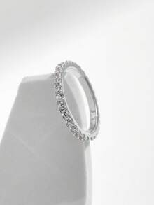 MODIAN Cincin Tumpuk Pita Moissanite Warna D Mewah untuk Wanita, Perhiasan Pernikahan Perak Sterling 925 Asli dengan Kotak Hadiah yang Indah - Perak - View 6
