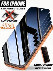 4片装钢化玻璃防窥屏保护膜，9H硬度，高灵敏度，隐私保护，防刮花，防水，边缘光滑，触控灵敏，兼容 11/12/13/14/15/16/17 Pro Max/17 Pro/17 Air/17系列 - 黑色 - 查看 25