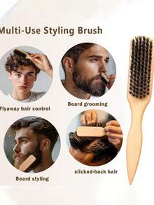 Wooden Handle Bristle Brush - Hair Styling Tool, Used To Smooth Frizzy, Flyaway And Fine Hair, Great For Creating Sleek Ponytails And Buns - Multiple Styles - View 7