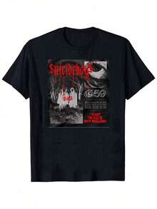 Suicideboy Men's Graphic T-Shirt - Black Casual Streetwear Tee,Tear-Effect Face Design, Round Neck Short Sleeve Summer Top, Machine Washable, Suicideboy Era Tour Graphics Print T-Shirts For Men Shirt Tops Harajuku Hip Hop Rock Style T Shirts Unisex Fashion Regular Size Street T Shirt - Black 8 - View 6