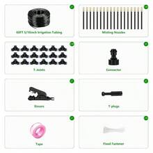 60Ft Drip Irrigation System Garden U2013 360 Bendable Automatic Watering Kit With 18 Adjustable Nozzles, Misting Hose Greenhouse, Lawn, Yard Plants 60 FT - 60 FT - 查看 7