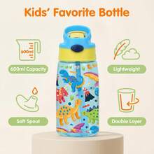 500ml Kids Straw Water Bottle With Silicone Spout, Cute Mermaid & Dinosaur Design,Leakproof PC Material | EncouragesDrinking, Lightweight For School & Travel|Easter, Back To School, Christmas, Birthday,Children's Day Gift For Boys Girls - Multicolor - View 12