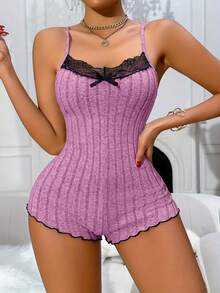 Women's Autumn Winter Jumpsuit Brushed Comfortable Fabric Embroidery Patchwork One-Piece - 粉色 - 查看 7