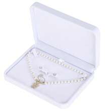 LETURE Caja grande de terciopelo para juego de joyas caja de regalo para collares grandes anillos aretes y colgantes estuche de almacenamiento para collares de perlas/collares gruesos blanco - Blanco - Ver 1