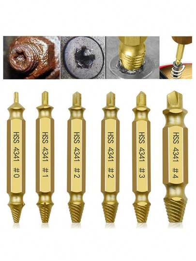Bộ 4 dụng cụ tháo ốc vít/bu lông bị hỏng bằng thép tốc độ cao phủ titan, thích hợp cho gia đình, công việc và sử dụng.