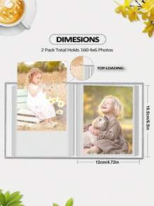 Popotop 1 Pack Photo Album 4x6 Pictures, Small Linen Slip-In Photo Birthday Gifts For Women Mom Family - Multicolor - View 3