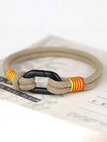 Noter 4毫米手工编织米兰绳手链，黑色椭圆形，易扣设计，男士臂环饰品 - 男士手鐲手繩 - 查看 5