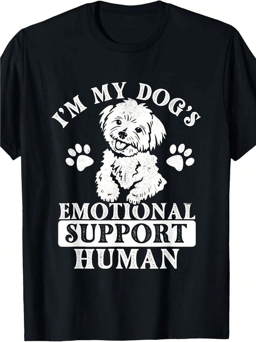 Regalo Divertido para Amantes de Mascotas - Camiseta para Hombre con Estampado de Perro Maltese Adorable - Camiseta Suave de Cuello Redondo para Uso Diario - Camiseta Negra Lavable a Máquina para Dueños de Perros - Regalo de Cumpleaños o Día del Perro, Diseño Divertido, Tela Cómoda, Ropa con Humor