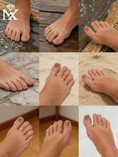 SYMFNY 1件简约925纯银素面脚趾戒指，小巧优雅百搭的足部饰品，奢华海滩度假装扮配饰，女士礼物