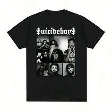 Suicideboy Era Tour Graphics Print T-Shirts For Men Harajuku Hip Hop Rock Style T Shirts Unisex Fashion Oversized Street T Shirt Tee Comfortable Comfortable - 黑色 - 查看 1