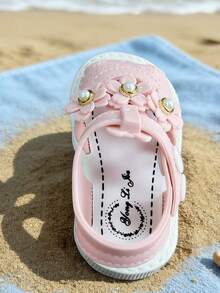 1双女童/幼儿花朵凉鞋，夏季户外沙滩鞋，粉色婴幼儿儿童拖鞋 - 粉色 - 查看 6