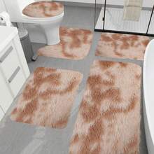 Bathroom Rug Mat Set 3/4/5 Piece, Mixed Color Bath Mat Set, Non-Slip Ultra Soft Carpet Mats, Water Absorbent With U-Shaped Toilet For Bathroom, Tub, Shower, Thick Bathroom Mat, Machine Washable Bath Mat For Bathroom Floor - Khaki - 查看 2