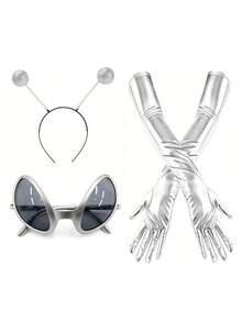 Bộ trang phục người ngoài hành tinh 3 món - Bao gồm găng tay + kính + băng đô, thích hợp cho các bữa tiệc, lễ hội âm nhạc, tiệc hóa trang, nhập vai và các sự kiện ngày lễ. - Nhiều màu - Xem 7