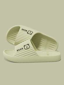 2026新款男女通用情侣家居拖鞋，卡通熊图案，防臭EVA材质，柔软舒适，适合浴室穿着。 - 綠色 - 查看 4