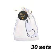 1/15/30 Sets Personalized Bottle Opener Keychain Set, Includes Gauze Bag, Card And Hemp Rope, Multi-Functional High Decorative , Wedding Gift, Party Favors, Bulk Wedding Favors - Multicolor - View 8