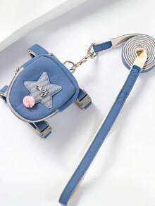 LANGXINGCS 一套狗狗胸背带和牵引绳，背心式猫咪防逃脱胸带，背包式设计，适合泰迪等小型犬，宠物用品 - 彩色 - 查看 12