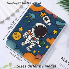 1pc Astronaut Graphic Painted Tablet Protective Case With Stand, Compatible With Samsung A9/A9+/S9/S9FE/A11/A11+/S11/S10 FE/S10 FE+/S10 Lite, Apple Air 5/6, , , Honor, Matepad, , And Other Popular Models, Foldable Anti-Bending, Auto Wake/Sleep, Built-In Pen Slot, Triple-Fold Stand - Perfect Daily Protection, Ideal Gift - Multicolor - View 3
