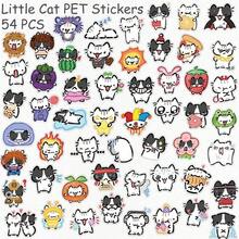 54pcs Interesting Shocking Little Cat Sticker Waterproof PET Transparent Decals For Water Bottle Laptop Luggage Journal Stationery Phone DIY Decorate Sticker - E - 查看 5