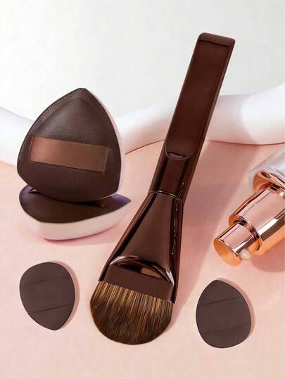 5支装专业软毛长管铝制化妆刷套装，包含粉底刷、眼影刷、眉刷、晕染刷、高光刷、遮瑕刷，适用于粉状、液体、膏状化妆品，适合日常使用和旅行携带，是送给朋友的化妆配件好礼，化妆刷套装，化妆刷套装