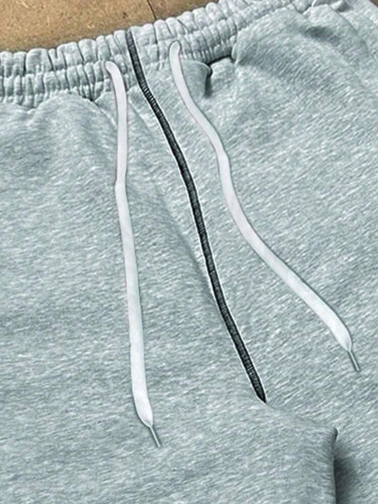Men's Straight Wide Leg Pants, Loose Casual Trousers, Spring/Autumn New Drawstring Elastic Waist Sweatpants - Grey - View 3