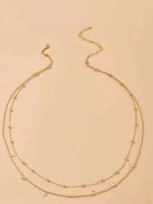 多层串珠性感比基尼，银色/金色肚链，珍珠串珠腰链，水晶流苏可调节比基尼腰带，身体链饰品套装，适合海滩、度假、夜店派对，女士及女孩适用 - 金色 - 查看 3