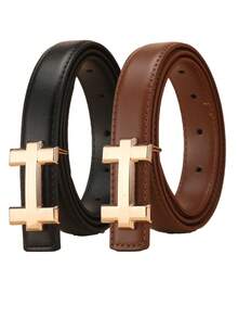 1/2pcs Women's H-Buckle Skinny Waist Belt, Suitable For Dresses And Jeans - Multicolor - View 13