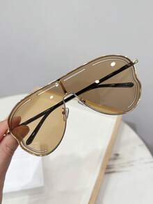1pc Women's Casual Retro Hollow Butterfly Frame Fashion Fashion Glasses, Suitable For Daily Wear And Street Photography - Gold - View 7