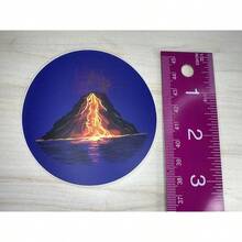 Volcanic Eruption Vinyl Sticker, With Flowing Lava Decal - Blue, Orange - View 2