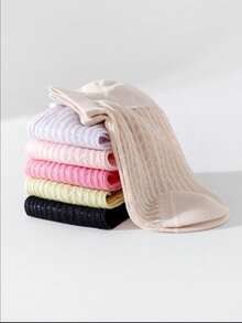 3/5/10 Pack Summer Thin Women's Socks, Hollow Mesh Short Socks, Breathable Low-Cut Plain Fresh Versatile Invisible Socks - Multicolor - View 6