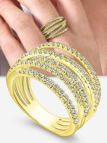 1 Nhẫn Fashion Unlimited Loop Zirconia quà tặng Giáng sinh, đám cưới, người yêu, tiệc tùng, ngày lễ - Vàng - Xem 10