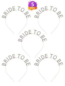 1件高级合金水钻“BRIDE TO BE”字母发箍，新娘婚纱配饰，单身派对装饰 - 銀色 - 查看 4